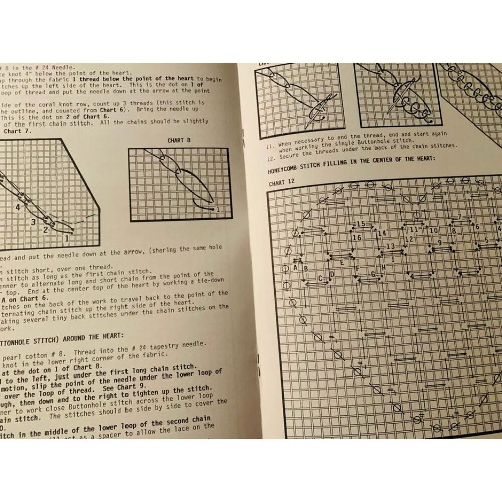 Pulled Thread Heart Bookmark & Bellpull Cross Stitch Design Pattern Book - Picture 3 of 5